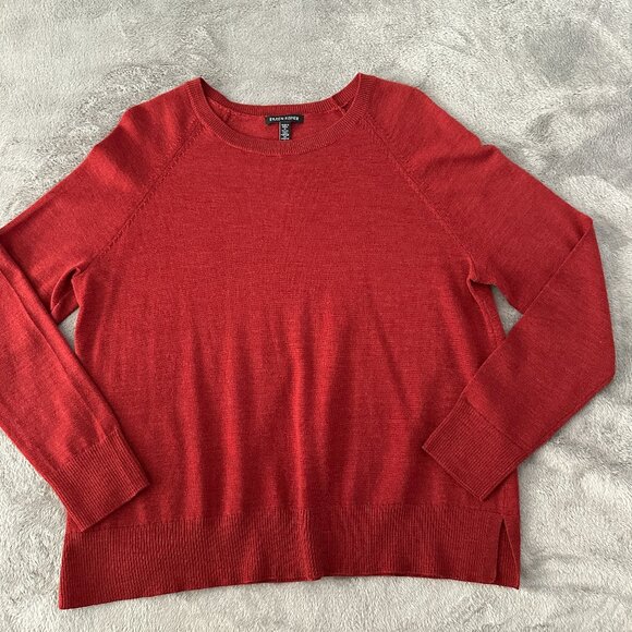 Eileen Fisher 100% Fine Merino Wool Sweater Crew Neck XS Brick Red - Picture 1 of 6